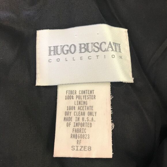 Hugo Buscati Collection Dress Womens 8 Black Sheath Vintage Front Slit V Neck - Picture 5 of 12